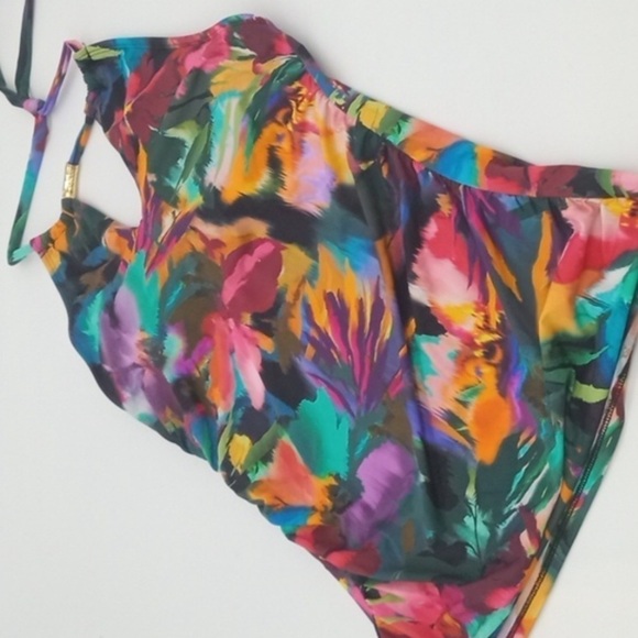 Lauren Ralph Lauren Jungle Paradise High-Neck Halter Tankini Top swimsuit - Picture 8 of 10